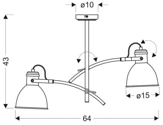 Lustră pe tijă ZUMBA 2xE27/60W/230V alb/negru