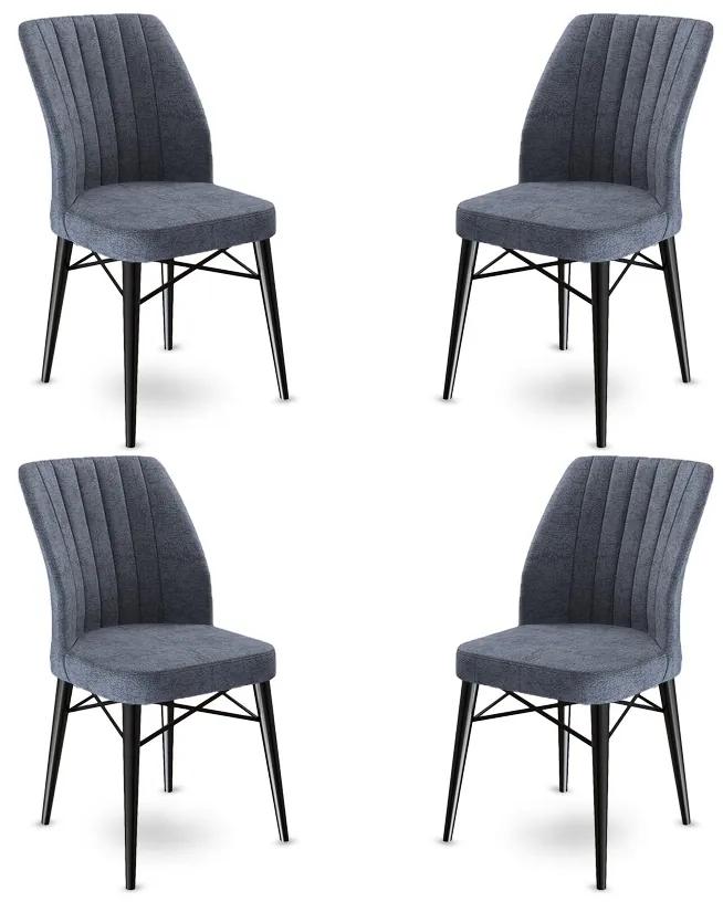 Set 4 scaune haaus Flex, Fum/Negru, textil, picioare metalice