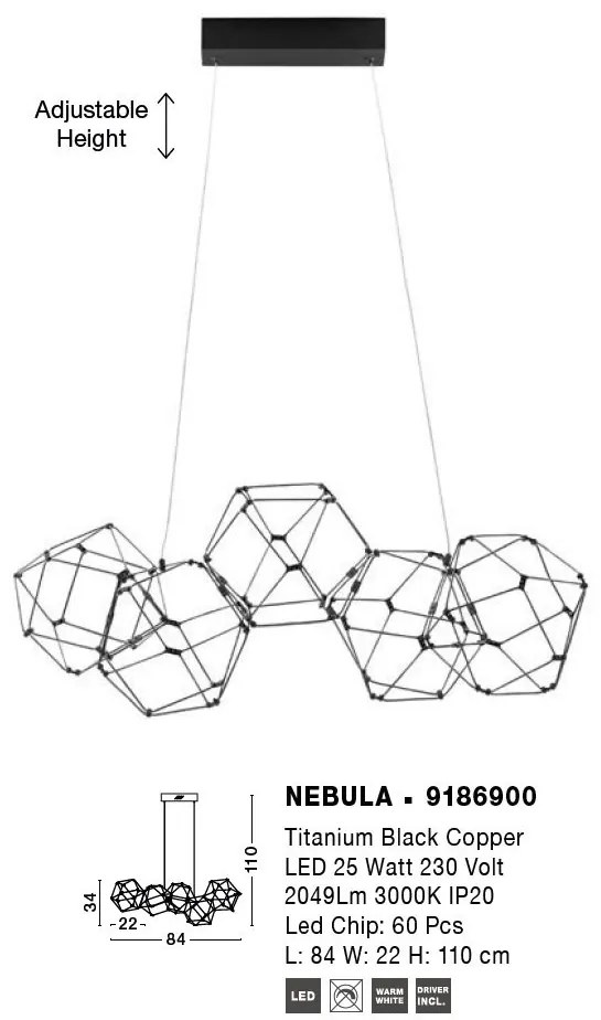 Lustra LED suspendata design modern NEBULA