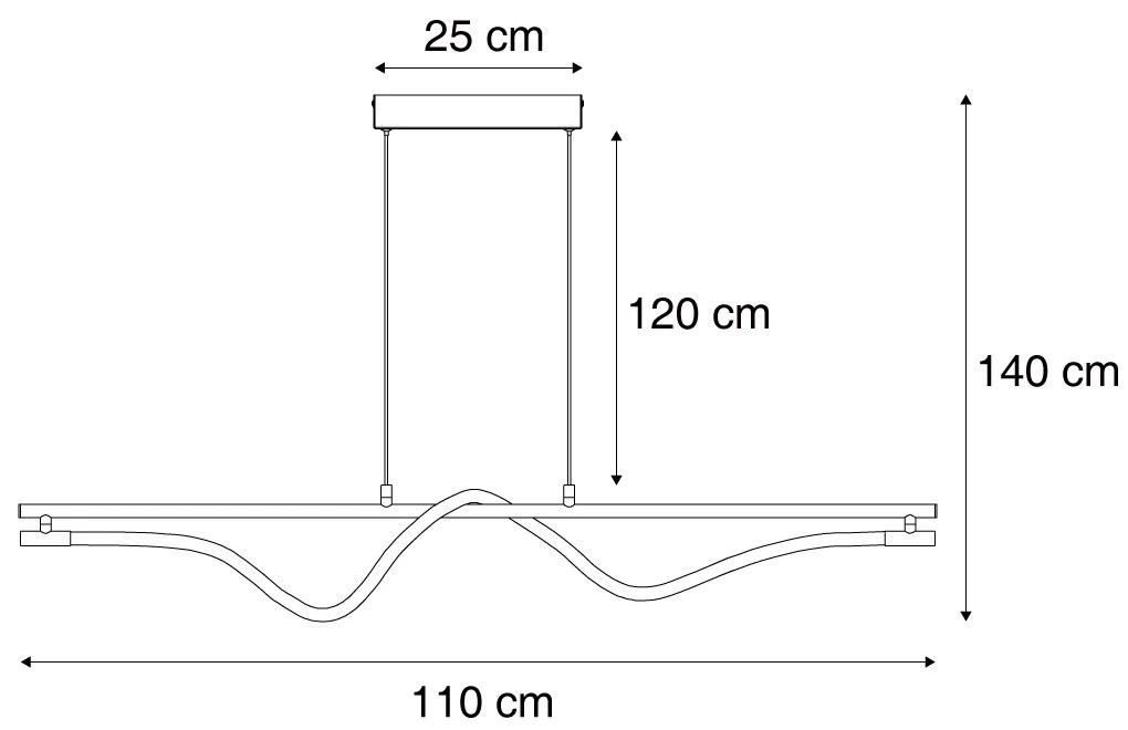 Lampă suspendată modernă neagră cu LED, cu 3 trepte de intensitate luminoasă - Twirl