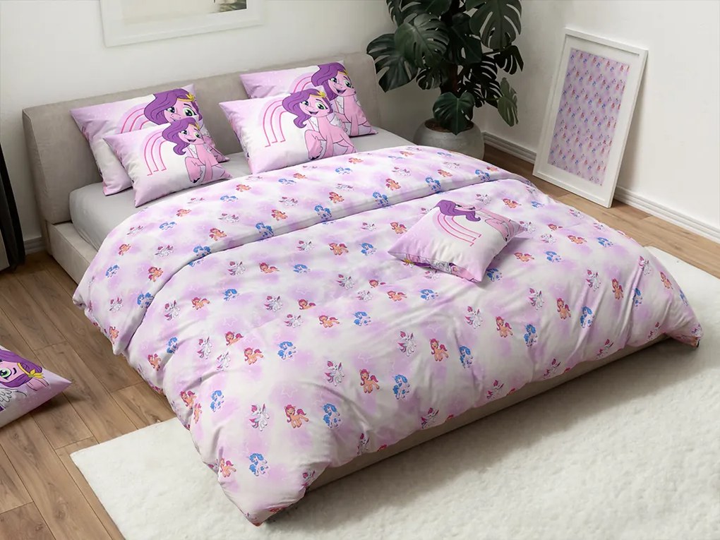 Lenjerie de pat din bumbac MY LITTLE PONY STARS alb pentru copii Dimensiune lenjerie de pat: 60 x 70 cm | 140 x 200 cm