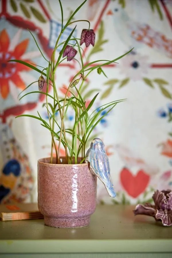 Ghiveci roz din ceramica, Ø11cm, "Larky"