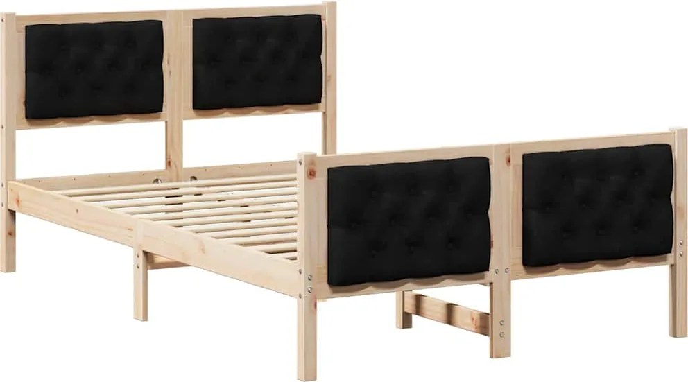 vidaXL Cadru de pat cu headboard Negru 120 x 200 cm Lemn de pin masiv