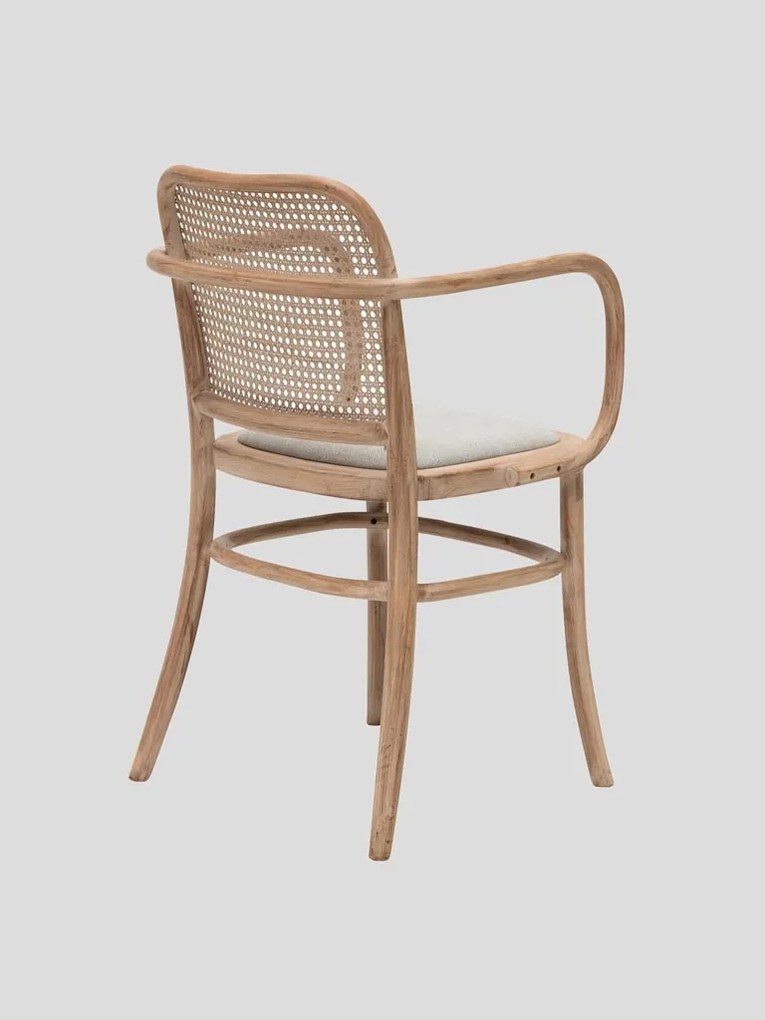 Scaun dining bej din rattan si panza Bruno