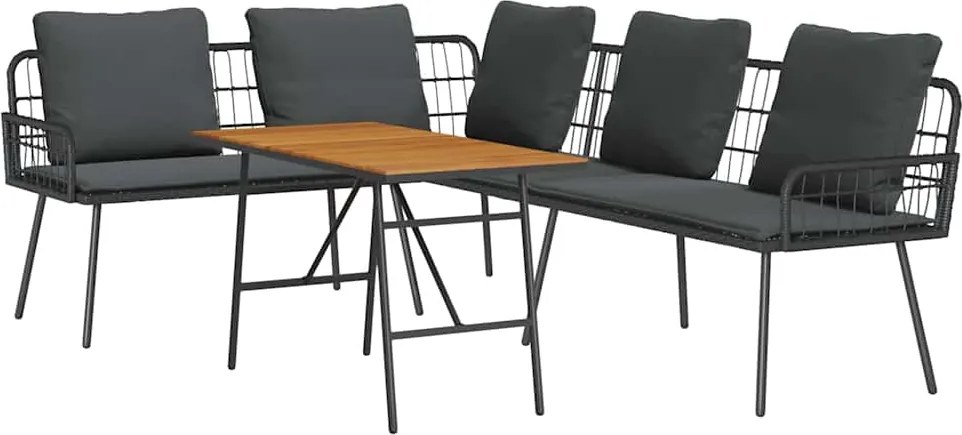 vidaXL Set de canapele pentru grădină 2 pcs Negru poliratan