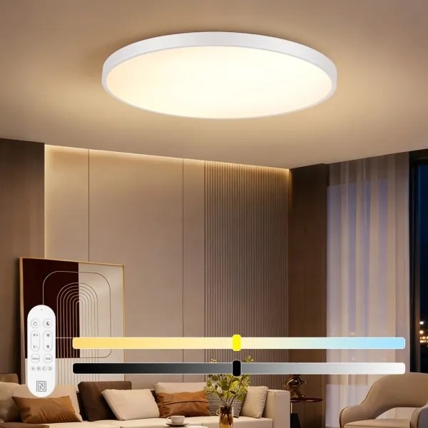 Immax NEO 07316L-LED Plafonieră dimabilă SEMPLICI 128W/230V Ø100 cm Wi-Fi Tuya albă + telecomandă