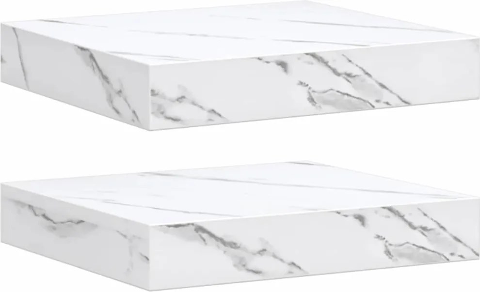 vidaXL Raft de perete Pe perete 2 pcs Marmură albă 23 x 23,5 x 4 cm