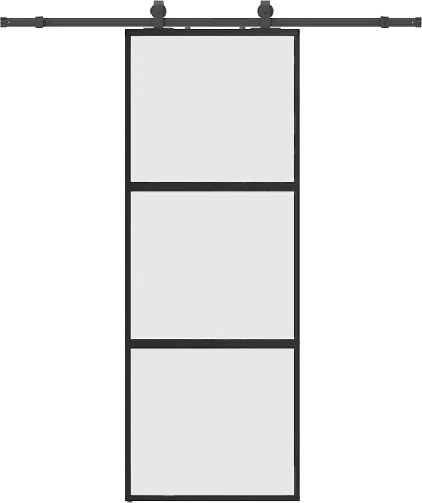 vidaXL Ușă glisantă cu set feronerie neagră 76x205cm sticlă securizată