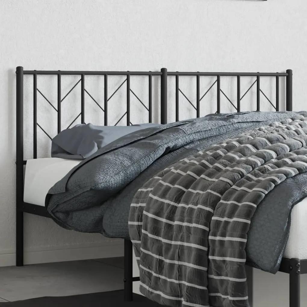 374471 vidaXL Tăblie de pat metalică, negru, 150 cm