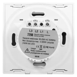 Intrerupator dublu smart, sticla securizata alba, control Tuya, Masterled