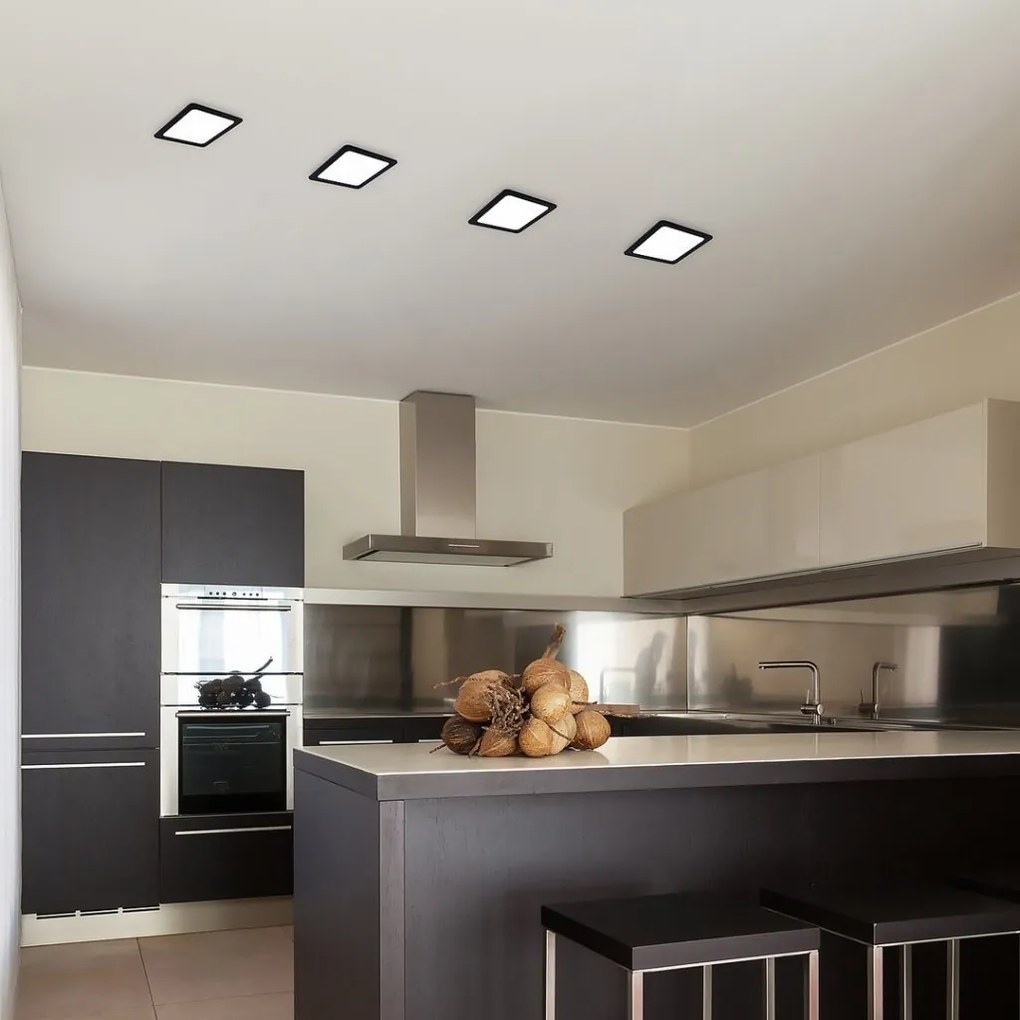 Spot LED incastrabil design modern Shaun negru 14,5x14,5cm