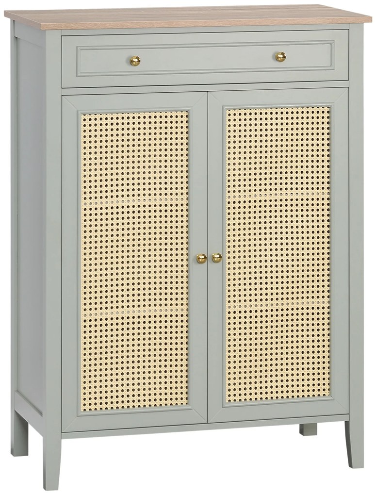 HOMCOM Dulap pentru pantofi mobilier de depozitare pentru pantofi mobilier pentru intrare cu 2 uși efect de răchită sertar 80 x 40 x 110 cm | Aosom Romania