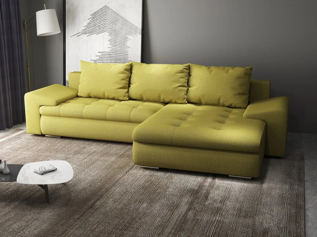 Colțar extensibil dumonde cu ladă de depozitare si sezut confortabil din spuma high-density, Leonardo Enjoy Verde 260x185 cm II