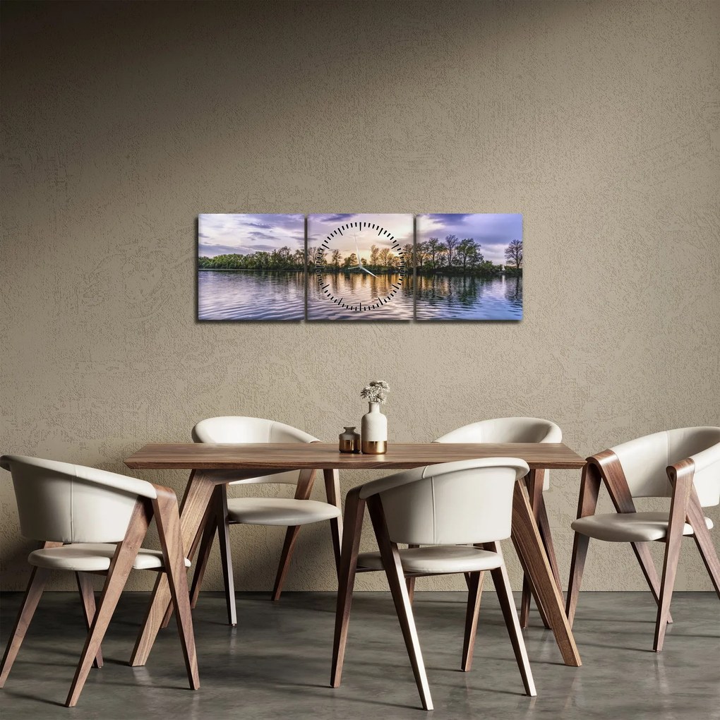 Tablou cu lac (cu ceas) (90x30 cm)