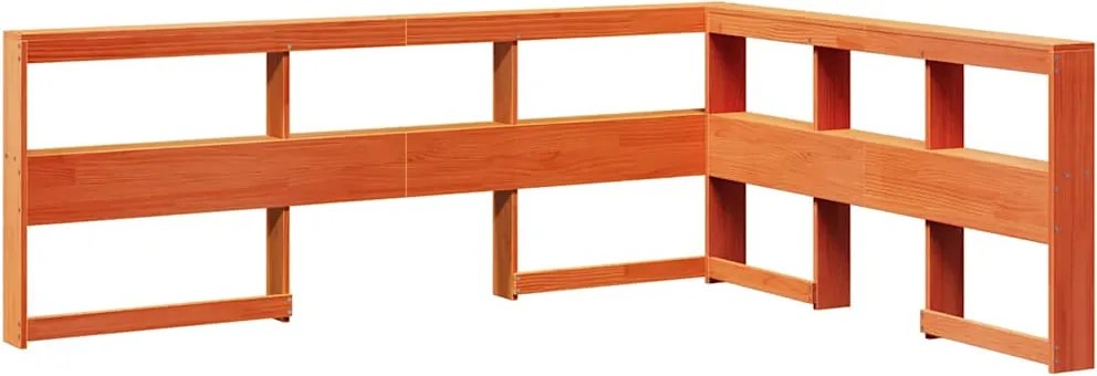 vidaXL Bibliotecă tăblie în formă de L, ceară maro, lemn masiv de pin