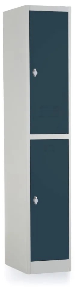 Dulap metalic - 2 cutii, 38 x 45 x 185 cm, blocare cu rotire, antracit - ral 7016