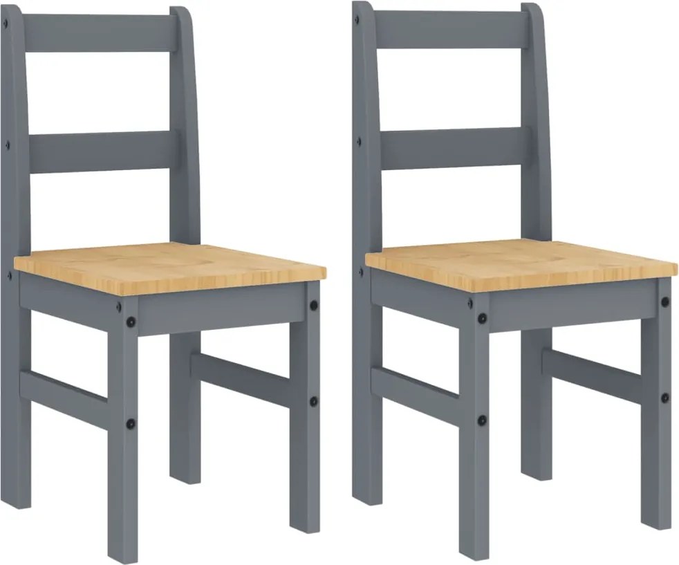 vidaXL Scaune de bucătărie Panama 2 buc. gri 40x46x90cm lemn masiv pin