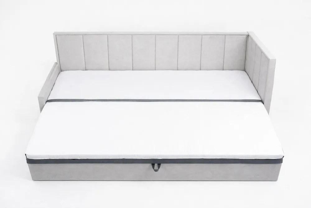 Canapea gri extensibilă/cu spațiu de depozitare cu tapițerie din chenille 214 cm Fulgeo – ELTAP