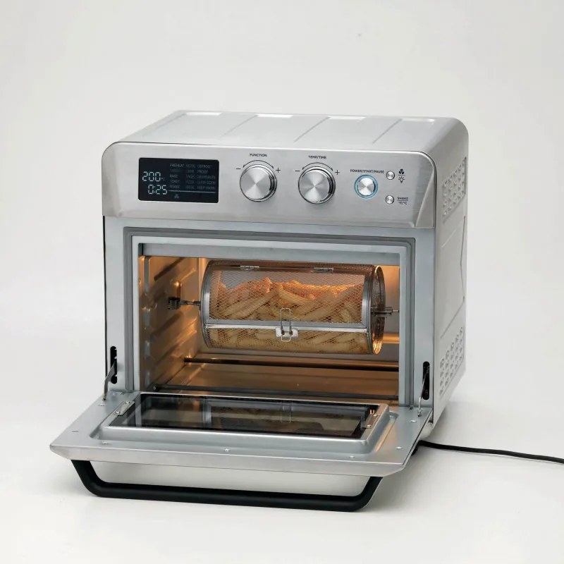 Friteuza cuptor cu aer cald Ariete 4629/11, 1700W, 25 L, 15 programe, Pana la 230°C, Afisaj digital, Cos rotativ, Inox