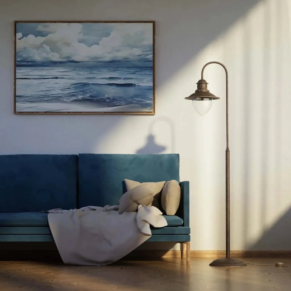 Lampa de podea stil nautic din alama si sticla Al Mare