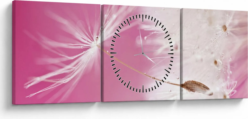 Tablou - Floare macro (cu ceas) (90x30 cm)
