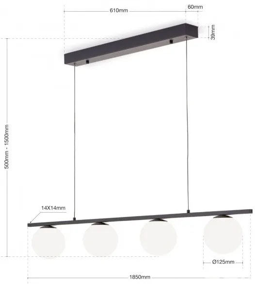 Lustra LED dimabila cu 4 surse de lumina SNOWBALL