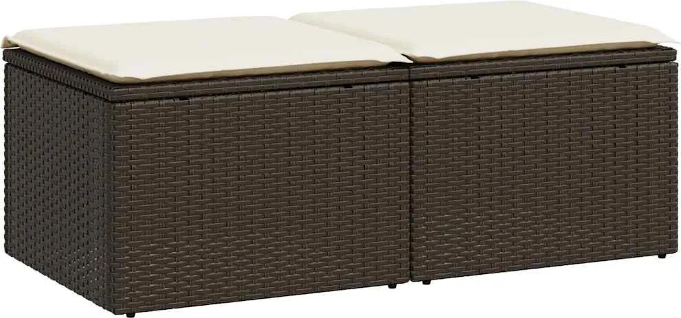 vidaXL Set canapele de grădină, 2 piese, cu perne, maro poliratan maro