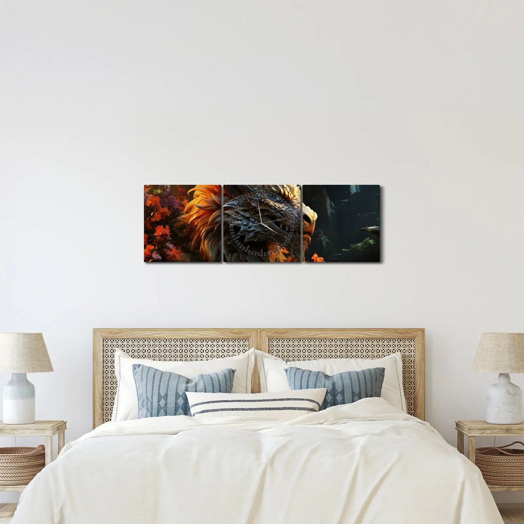 Tablou - Dragon (cu ceas) (90x30 cm)