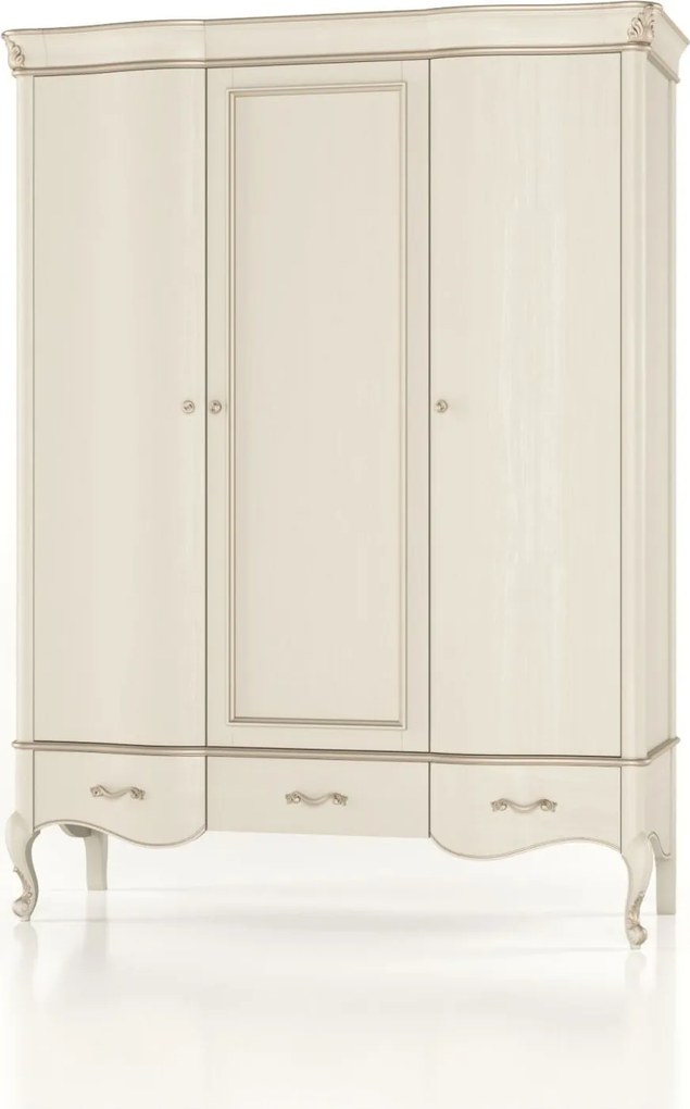 Dulap lemn masiv Celisea 3 Uși, 160 × 63 × 220 cm - Ivoire