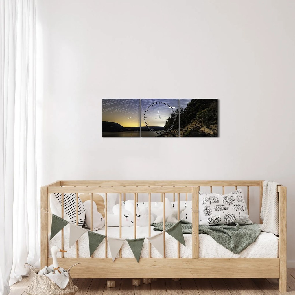 Tablou - cerul cu apus de soare (cu ceas) (90x30 cm)