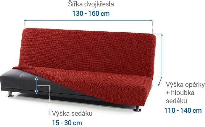 Nueva Textura Huse care se întind foarte bine NIAGARA cărămizii 2fotoliu cu manere de lemn (l. 130 - 160 cm)