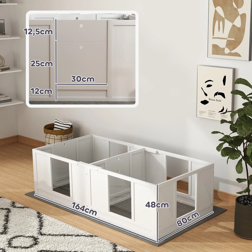 PawHut Cutie pentru căței, cu panouri clare, design în 2 compartimente, pentru câini mici | Aosom Romania