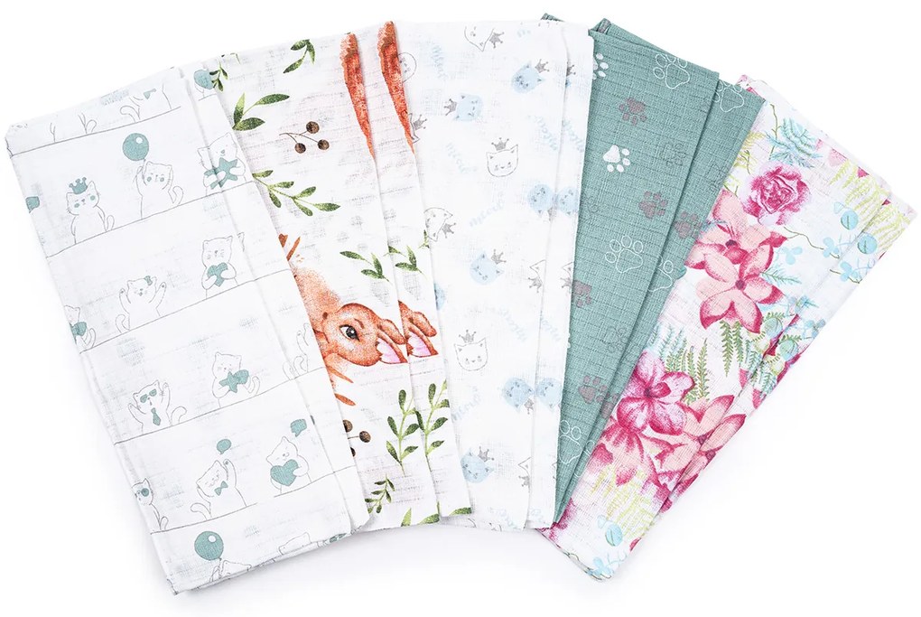 New Baby Scutece din bumbac cu imprimeu Standard, 60 x 80 cm, set 10 buc.
