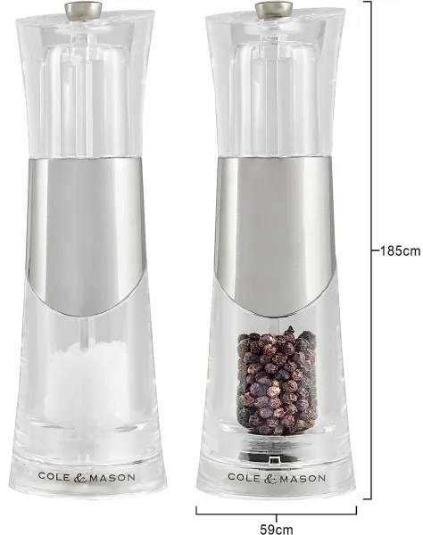Cole&Mason - Set 2 râșnițe sare și piper BOBBI, 18,5 cm