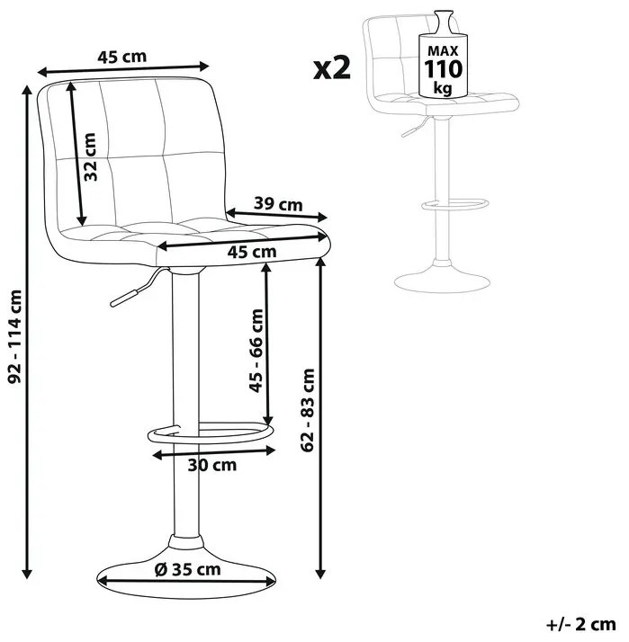 Set scaune tip bar 2buc. Marlon (negru). 1009864