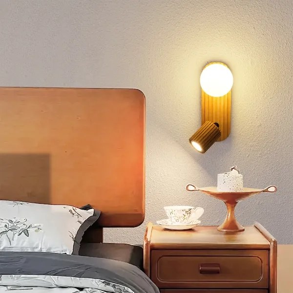 Brilagi - Aplică de perete cu spot MODERN WOOD 1xG9/5W/230V+1xGU10/8W lemn de cauciuc