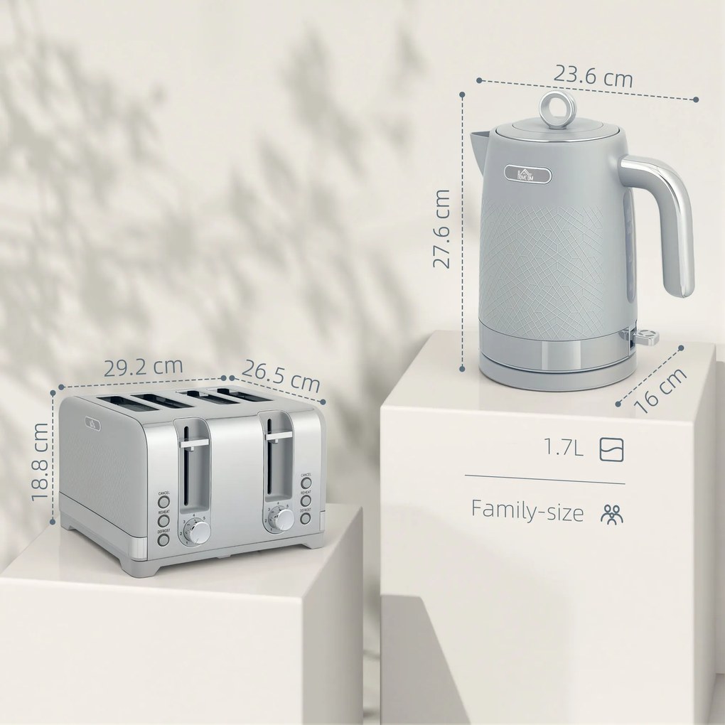 HOMCOM Set fierbător și prăjitor, fierbător rapid 1,7L 2200W cu termostat | Aosom Romania