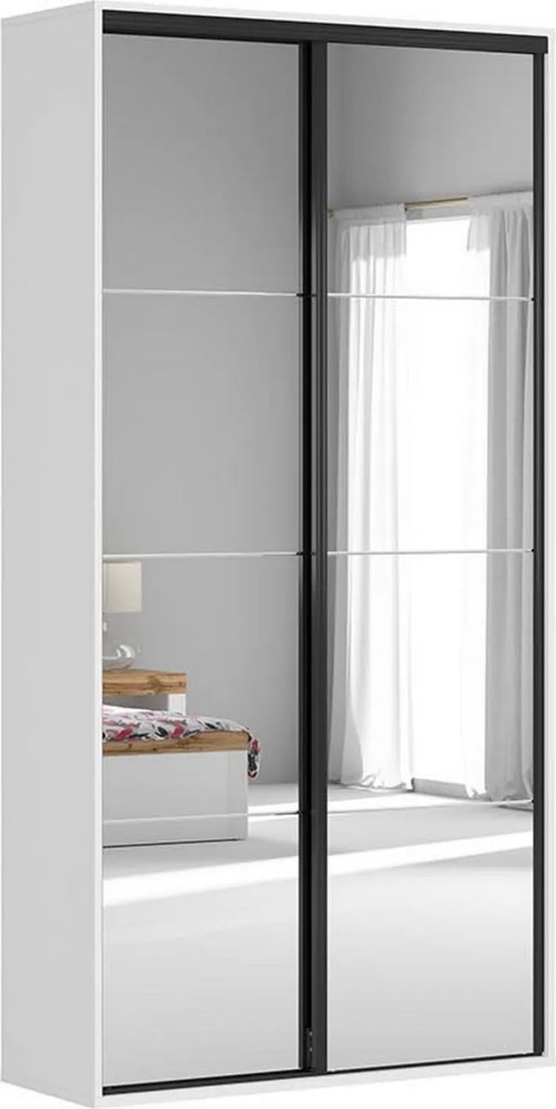 Dulap FLEX, alb, PAL, cu 2 usi si oglinda, 120x45x240 cm