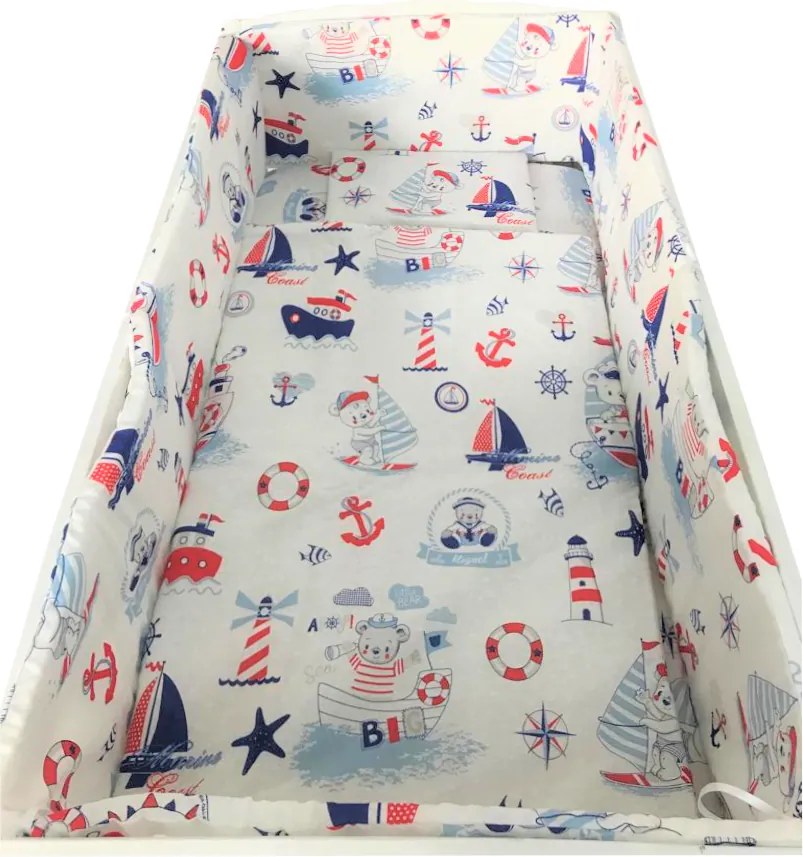 Lenjerie patut cu 5 piese Ursuletul Marinar 120x60 cm