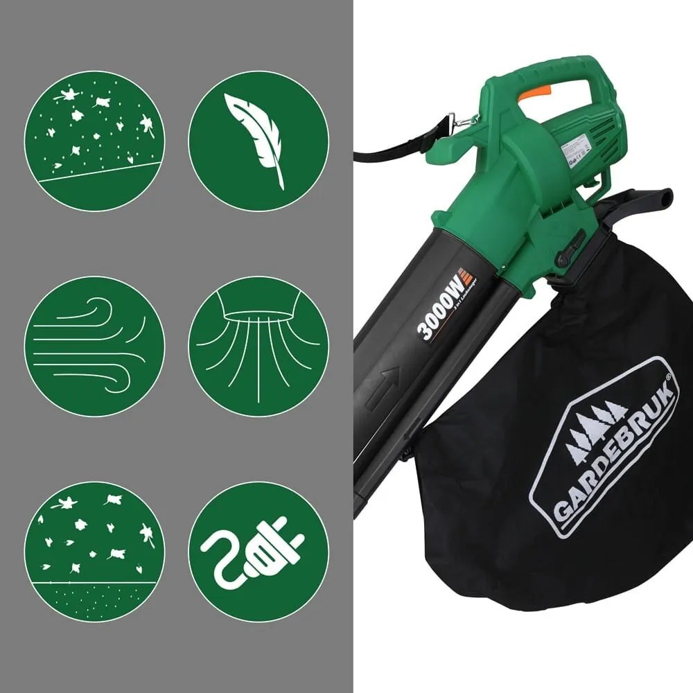 Gardebruk WOLF 104048 Aspirator electric de frunze 3 în 1 negru/verde
