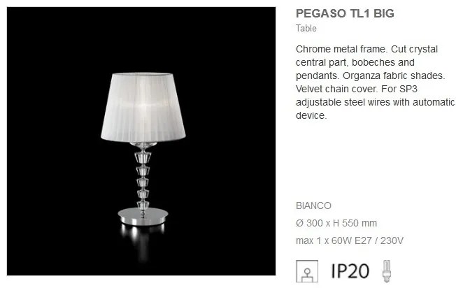 Veioza cristal Venezian PEGASO TL1 BIG 059259