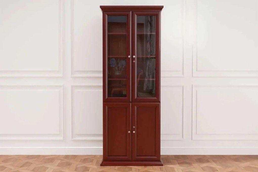 Dulap lemn masiv Toronto cu uși din sticla Model A2, 80 × 43.5 × 220 cm