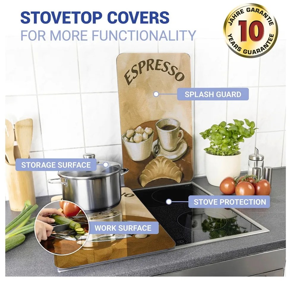 Protecție din sticlă pentru aragaz Wenko Coffee, 2 buc.