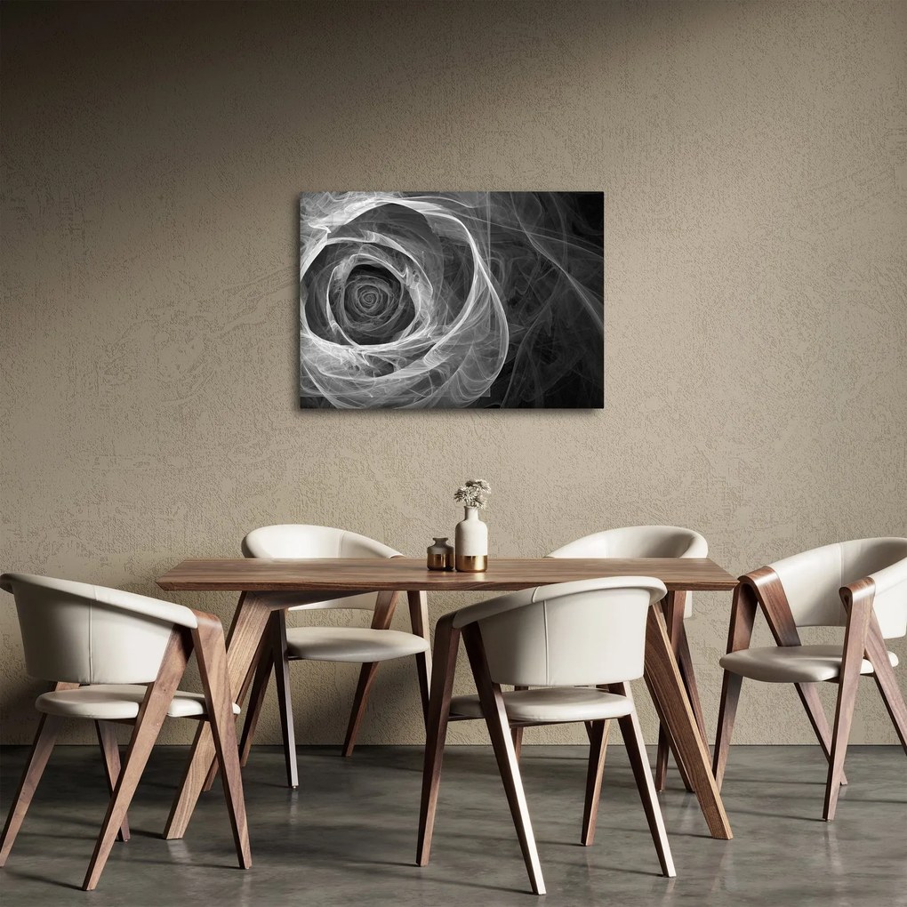 Tablou - Abstract trandafir negru și alb (70x50 cm)