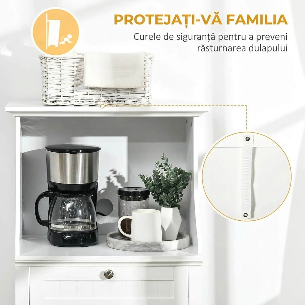 HOMCOM Dulap Bucătărie pentru Cuptor cu Microunde cu Sertar și Dulap 2 Uși Alb | Aosom Romania