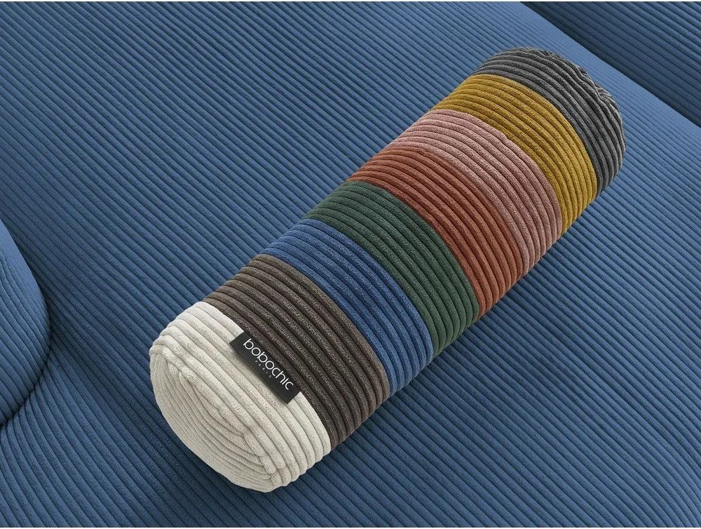 Canapea albastră cu tapițerie din catifea reiată 250 cm Belair – Bobochic Paris