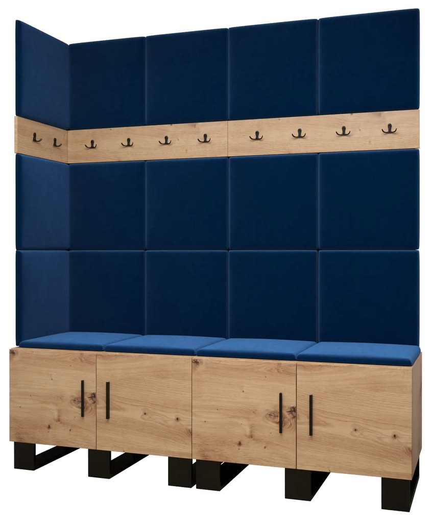 Set mobilier pentru hol Amanda 12 (Stejar artisan + Albastru). 1085961