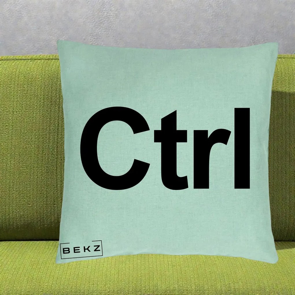 Perna Personalizata Tasta Ctrl Tipografie Bold, 40x40 cm, Verde Menta, Husa Detasabila, Perna Inclusa, BEKZ®
