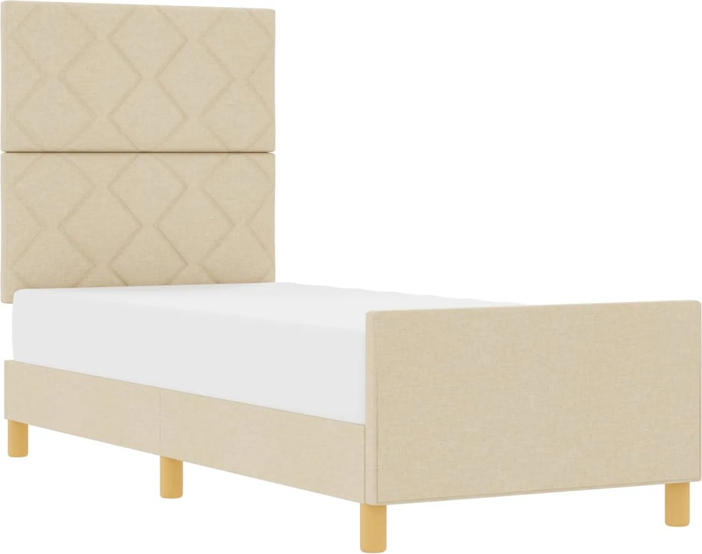 vidaXL Cadru de pat cu headboard Crem 80 x 200 cm țesătură