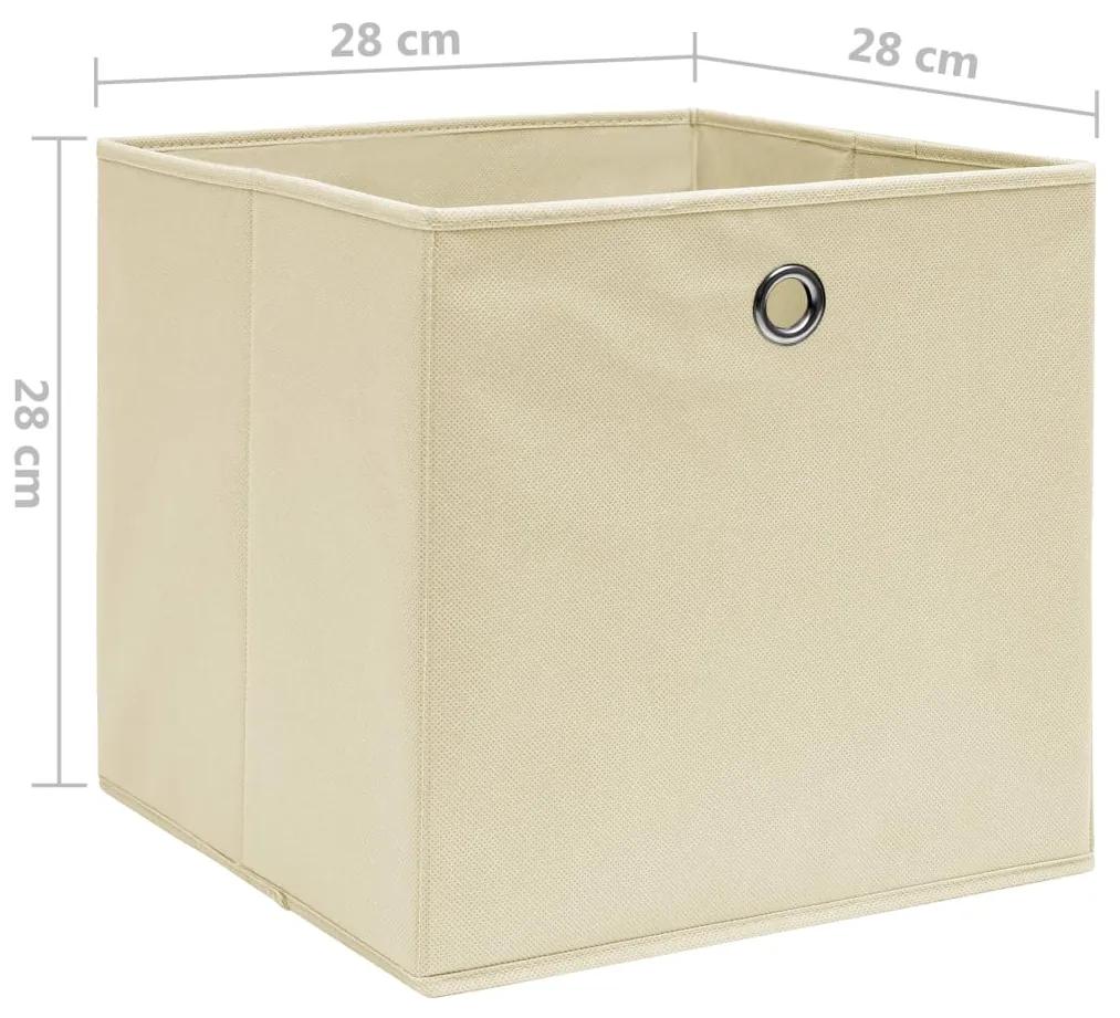 Cutii depozitare, 4 buc., crem, 28x28x28 cm, textil netesut 4, Crem, 1